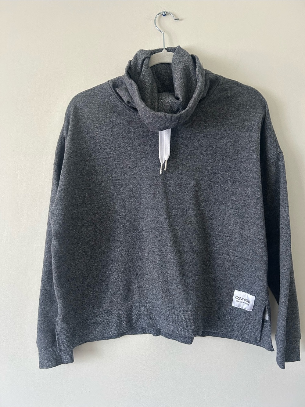 Calvin Klein Charcoal Gray Cowl Neck Sweatshirt L Women